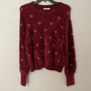 Marine Layer Maroon Polka Dot Sweater